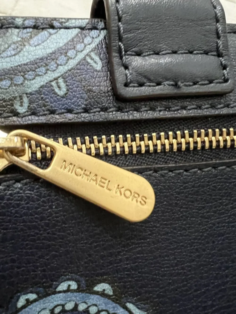 MICHAEL KORS Blue Paisley Small Leather Wallet